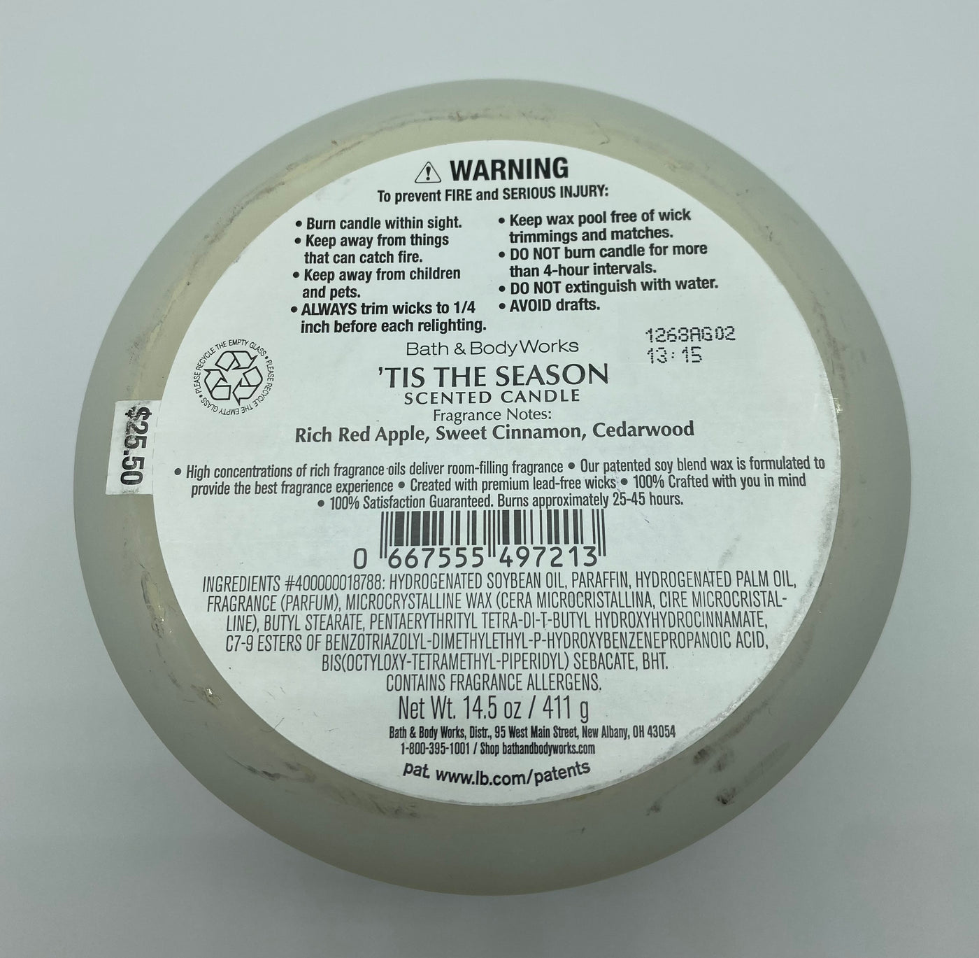 Bath and Body Works 'Tis The Season 3 Wick Scented Christmas Candle New with Lid