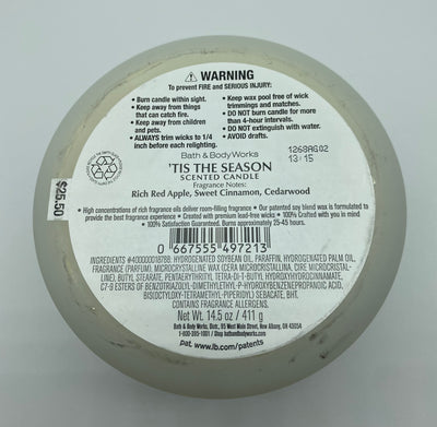 Bath and Body Works 'Tis The Season 3 Wick Scented Christmas Candle New with Lid