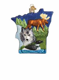 Old World Christmas State Of Minnesota Glass Christmas Ornament New with Box