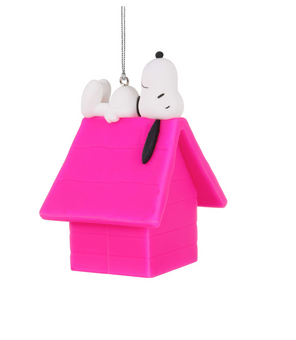 Hallmark Peanuts Snoopy on Pink Doghouse Christmas Tree Ornament New with Tag