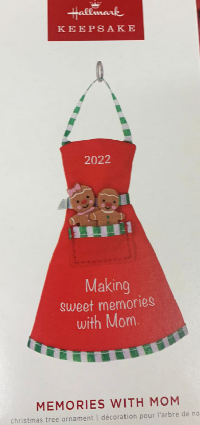Hallmark 2022 Memories With Mom Baking Apron Christmas Ornament New With Box