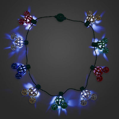 Disney Parks Mickey Mouse Icon Christmas Jingle Bell Light-Up Necklace New w Tag