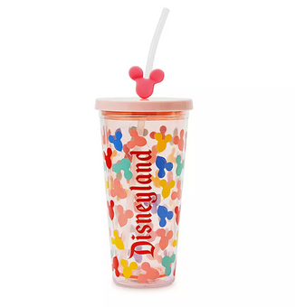 Disney Disneyland Mickey and Minnie Balloons Travel Tumbler with Straw New