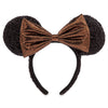 Disney Parks Minnie Sequined Ear Headband with Belle Bronze Bow New with Tags