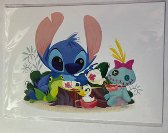 Disney Artist Ohana Tea Party by Steph Laberis Postcard Wonderground Gallery New