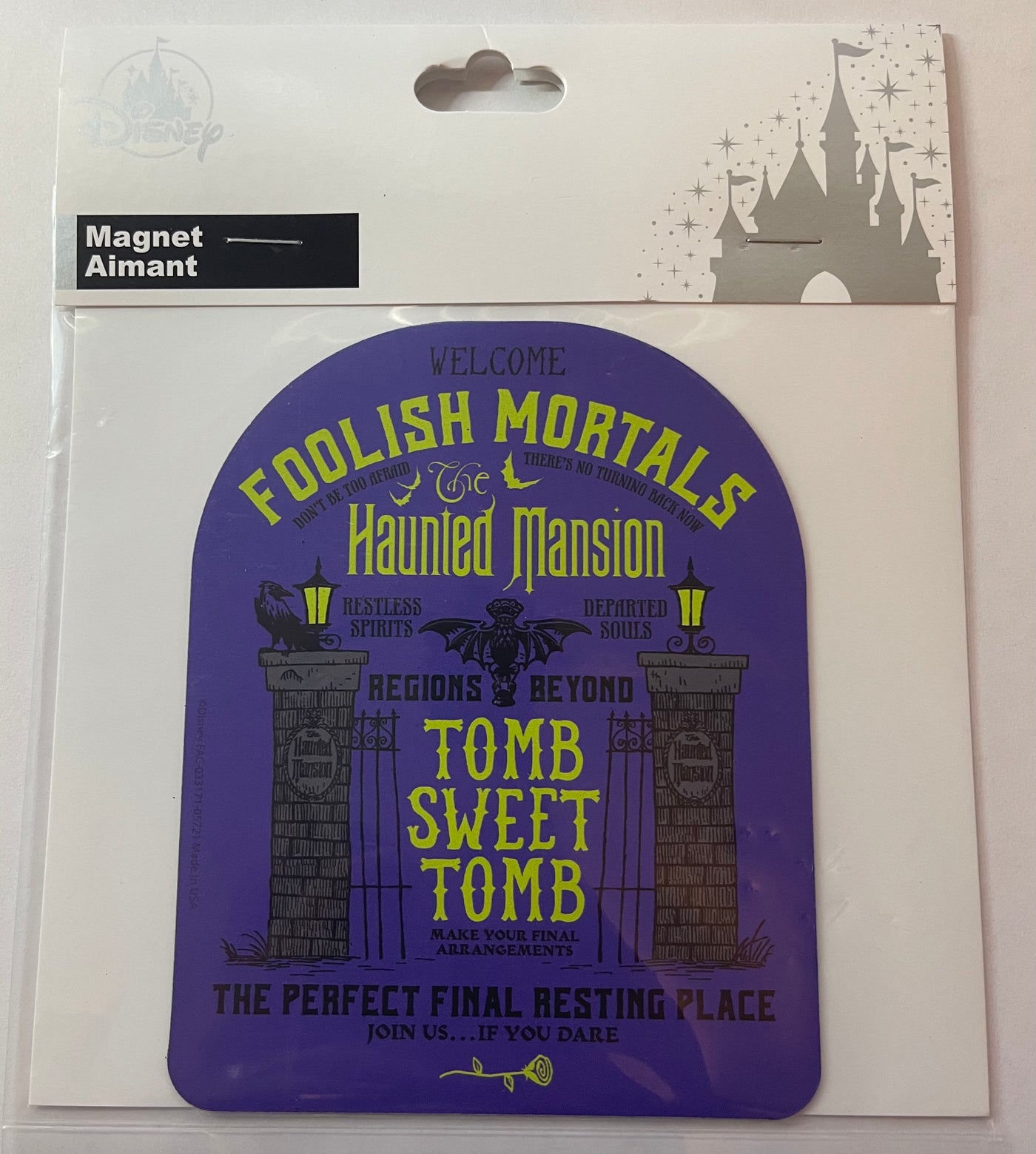 Disney Parks Welcome Foolish Mortals Tomb Sweet Tomb Haunted Mansion Ride Magnet
