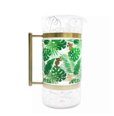 Disney Parks Mickey SilhouetteTropical Glass Pitcher New