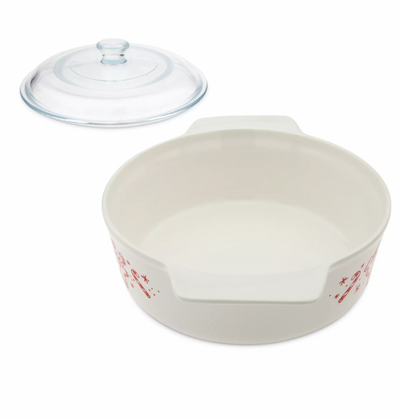 Disney Vintage Mickey Christmas Ceramic Casserole Dish with Lid New