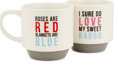 Hallmark Peanuts Linus and Sally Roses Are Red Stacking Mugs Set of 2 New