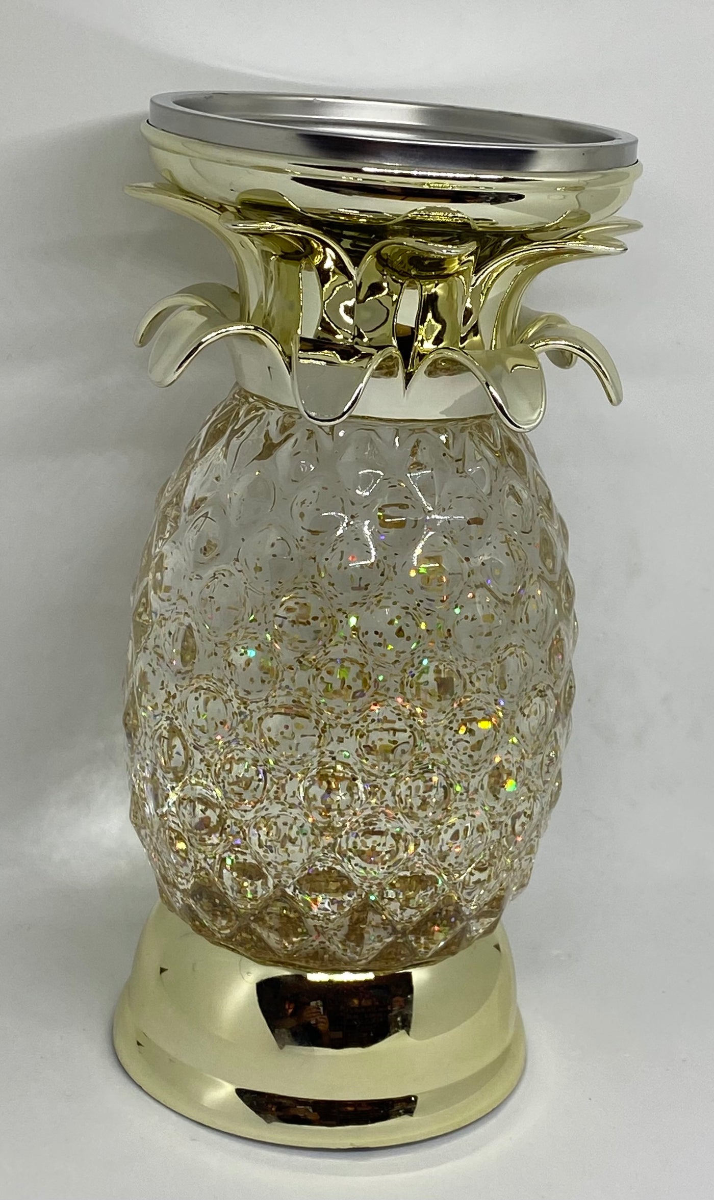Bath and Body Works Pineapple Pedestal Light Up 3 Wick Candle Holder New