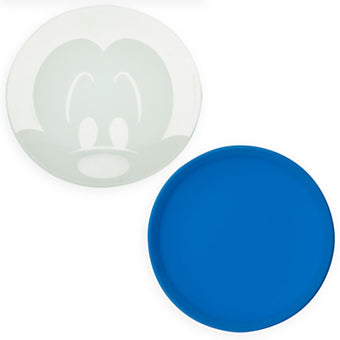 Disney Parks Mickey Mouse Silicone Covered Blue Glass Dessert Plate New