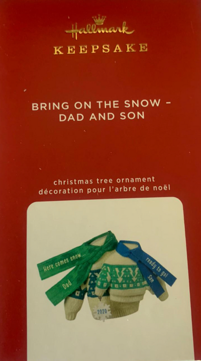 Hallmark 2020 Bring On the Snow Dad Son Sweaters Christmas Ornament New w Box