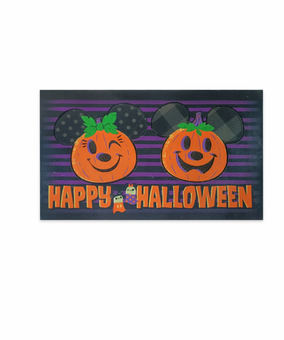 Disney Happy Halloween Mickey and Minnie Pumpkin Doormat New