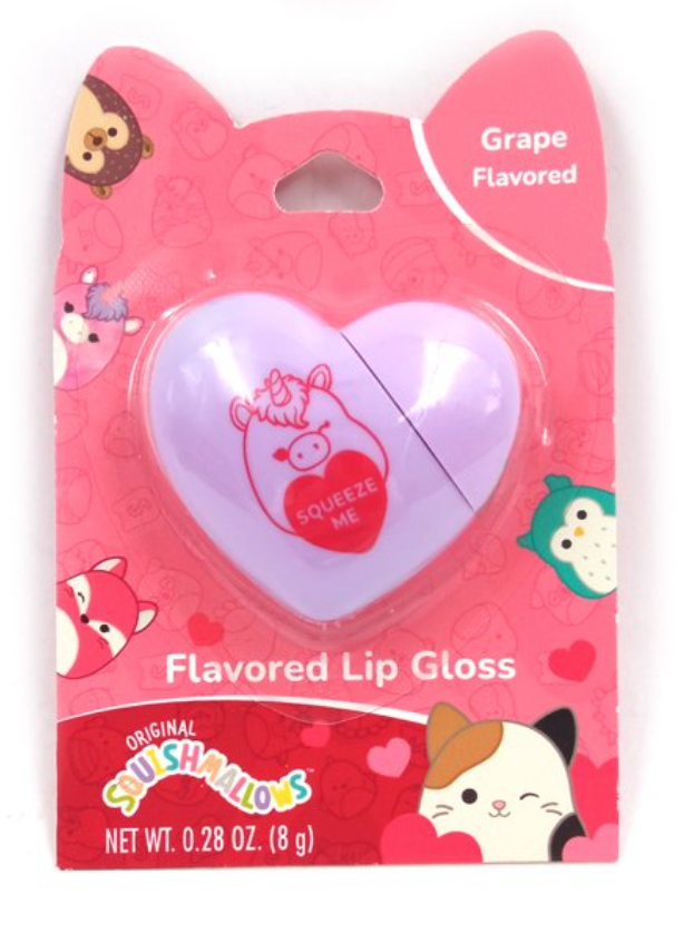 Squishmallows Heart Grape Flavored Lip Gloss New Sealed