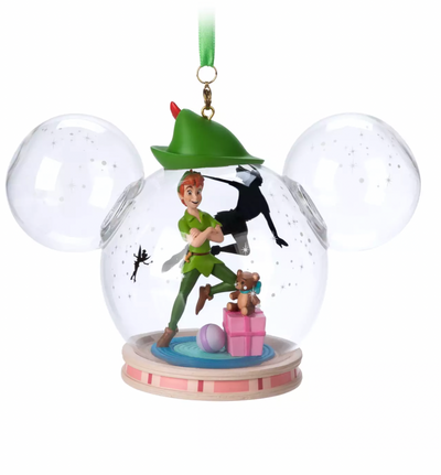 Disney Sketchbook Peter Pan Glass Dome Christmas Ornament New with Tag
