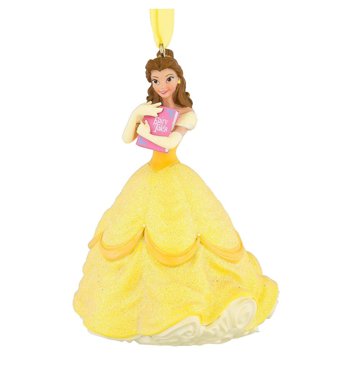 Disney Parks Belle with Book 3D Glitter Christmas Ornament New with Tags