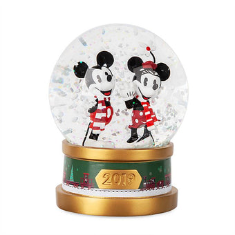 Disney Store Mickey and Minnie Mouse Holiday Snowglobe 2019 New with Box