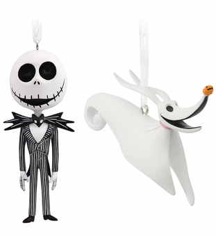 Hallmark Jack Skellington and Zero Christmas Ornaments Set New with Box