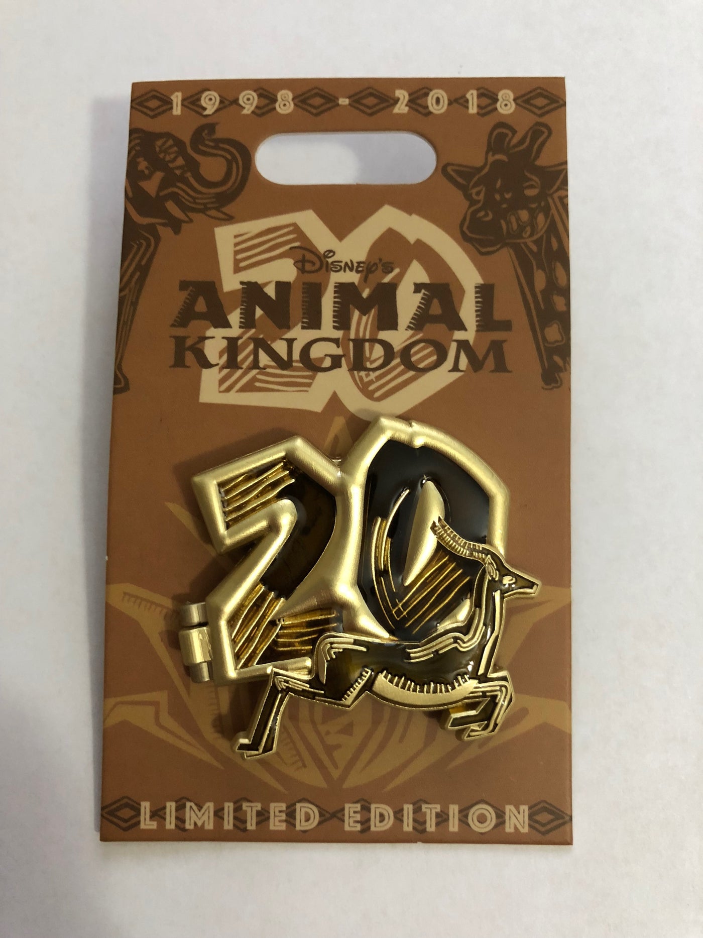 Disney Parks Animal Kingdom 20th Anniversary Antelope Pin New with Card