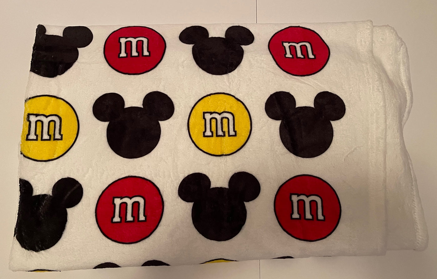 Disney Springs M&M's World Red and Yellow Mickey Icons Blanket New with Tag