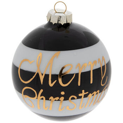 Robert Stanley Merry Christmas Striped Ball Glass Christmas Ornament New w Tag