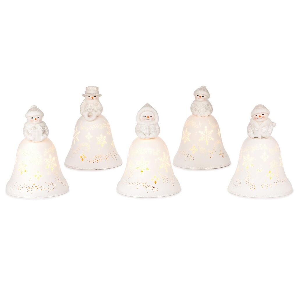 Hallmark Snowmen Bell Choir Musical Decorations With Light Set of 5 New with Box