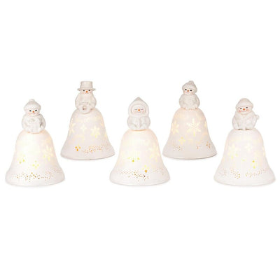 Hallmark Snowmen Bell Choir Musical Decorations With Light Set of 5 New with Box