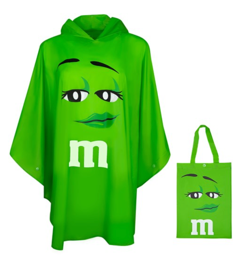 M&M's World Green Characters Poncho in Tote Bag One Size New with Tag