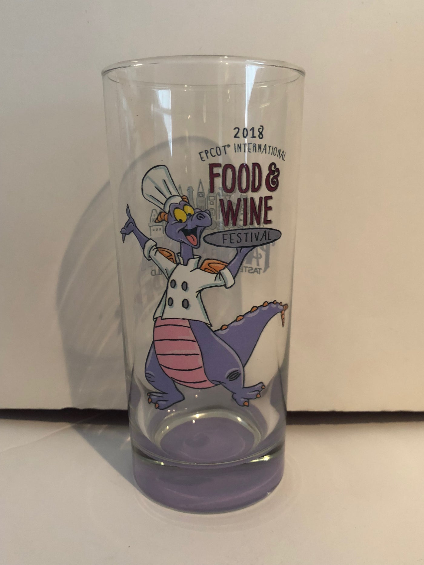 Disney 2018 Food and Wine Festival Passholder Figment Chef Tall Glass New