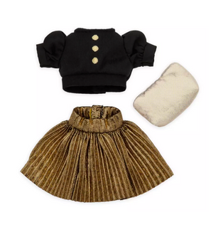 Disney NuiMOs Outfit Black Sweater with Gold Pleated Skirt Gold Clutch New Card
