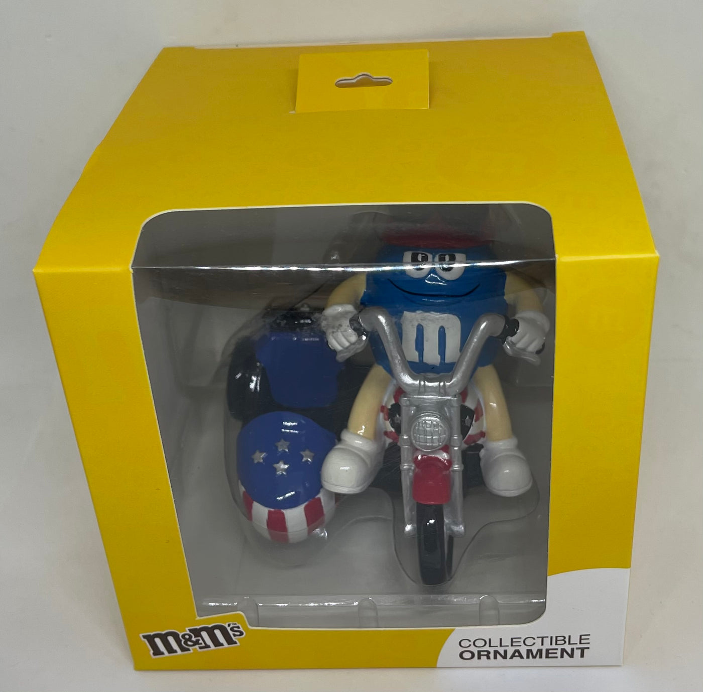 M&M's World Blue Character Motorcycle Resin Christmas Ornament New with Box