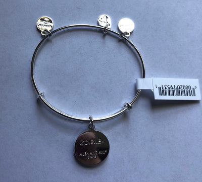 Disney Alex and Ani Laugh Love & Mickey Bangle Silver Finish New with Tags