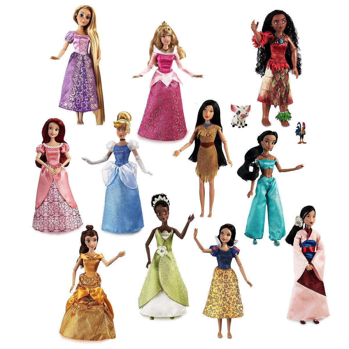 Disney Store Princess Doll Gift Set 11'' Collection Ariel Belle Jasmine Aurora