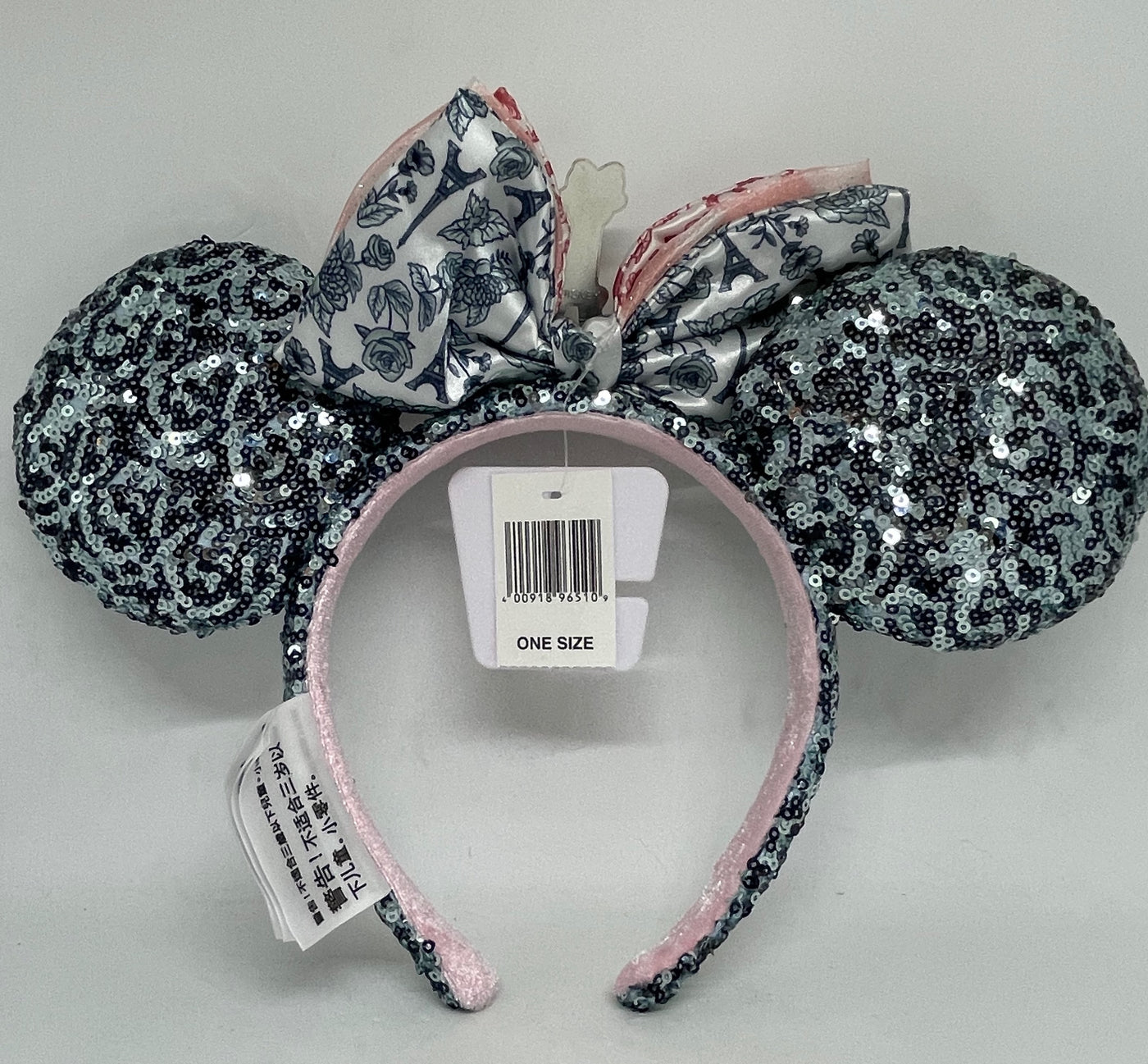 Disney Parks Minnie Mouse Icon Ear Bow Headband Sequined Paris France Epcot