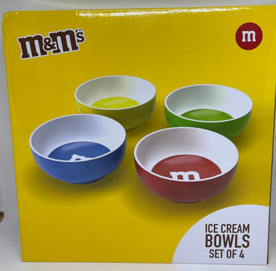 M&M's World Characters Lentil Ice Cream Ceramic Bowls Set of 4 New with Box