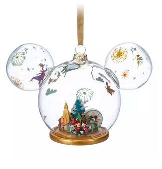 Disney Disneyland 2022 Mickey Minnie Figment Icon Glass Christmas Ornament New