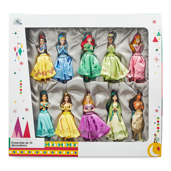 Disney Store Princess Sketchbook Ornament Set 10 Pieces Ariel Belle Mulan Aurora