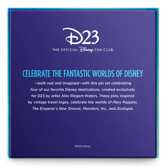Disney D23 Fantastic Worlds Pin Set Limited Release New with Box