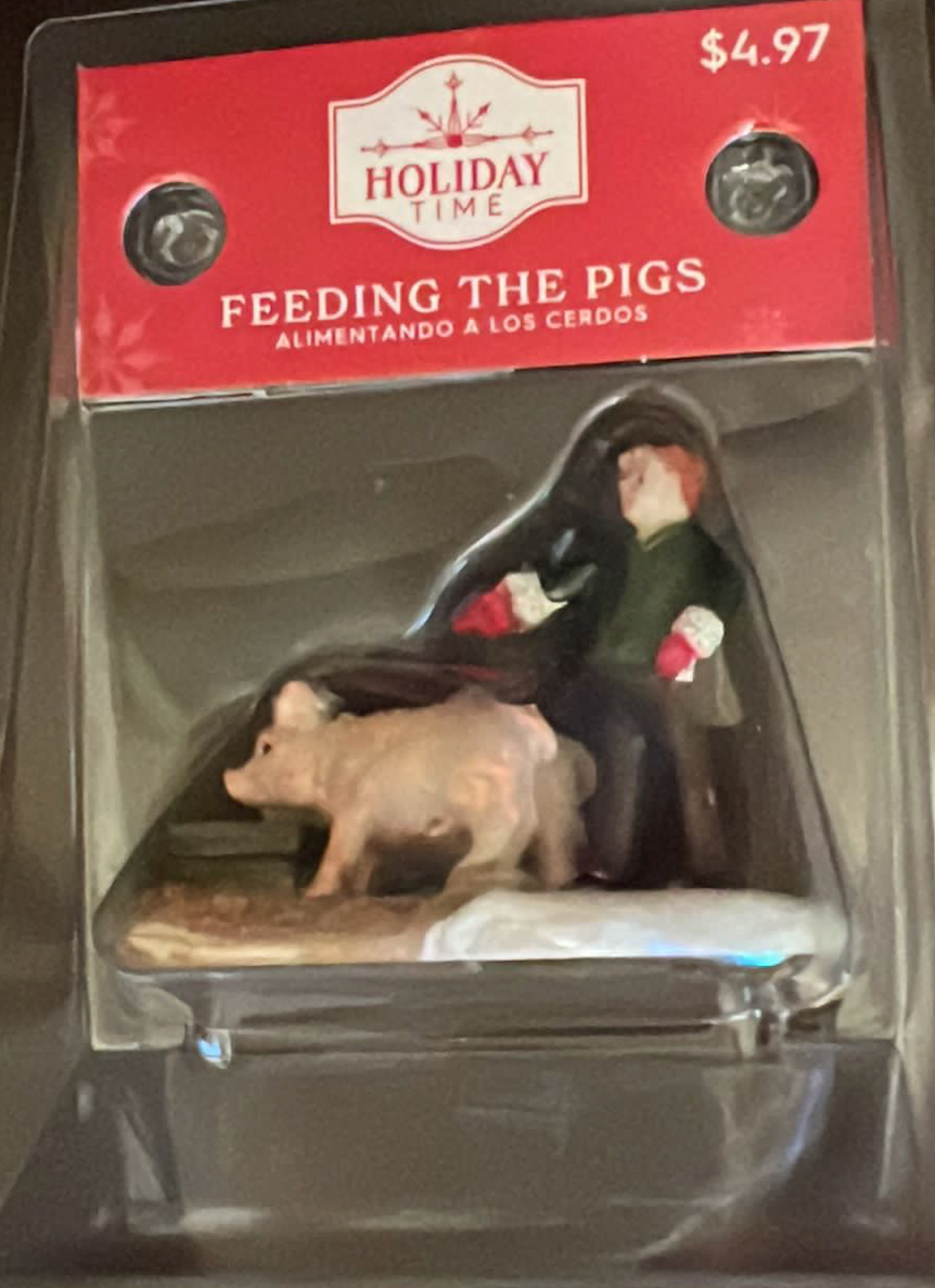 Holiday Time Feeding The Pigs Christmas Figurine New With Box I Love Characters