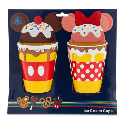 Disney Parks Food Icons Mickey and Minnie Ice Cream Cups Set New with Box