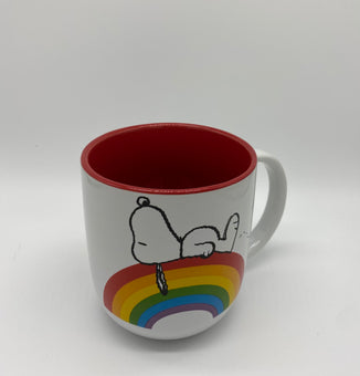 Peanuts Snoopy Love Rainbow White Ceramic Coffee Mug New