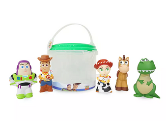 Disney Store Toy Story Woody Buzz Jessie Bullseye Rex Bucket Bath Toy Set New