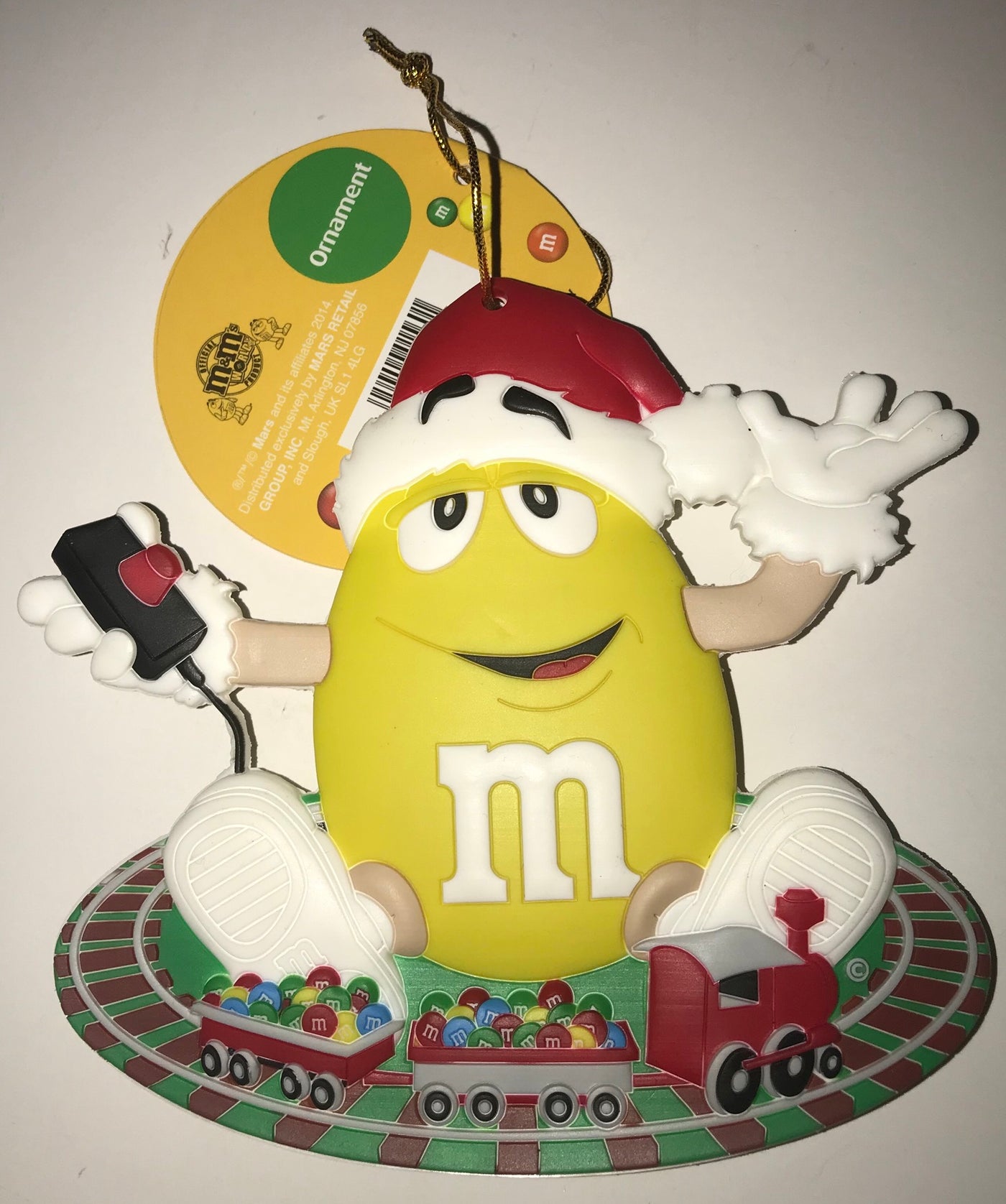 M&M's World Christmas Ornament Yellow Santa Train New with Tag