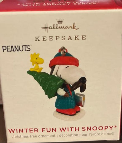 Hallmark 2021 Mini Peanuts Winter Fun Snoopy Christmas Ornament New with Box