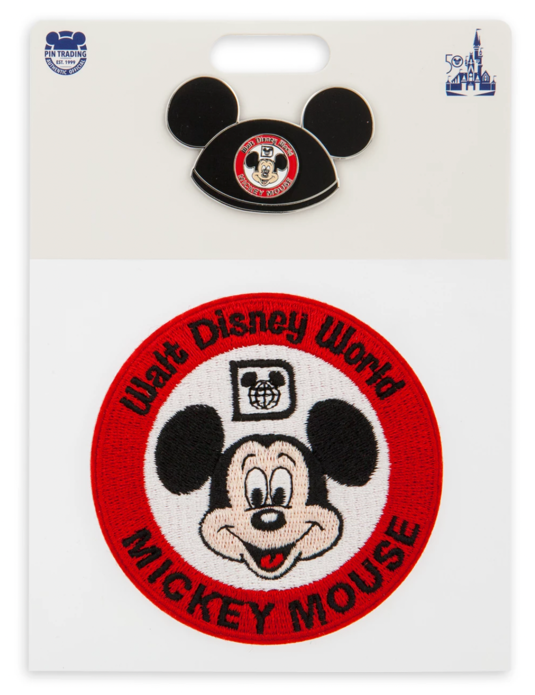 Disney Walt Disney World 50th Anniversary The Mickey Club Pin and Patch Set New