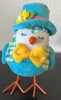 Easter Decor Fabric Blue Bird Yellow Bow Tie Figurine Small New with Tag