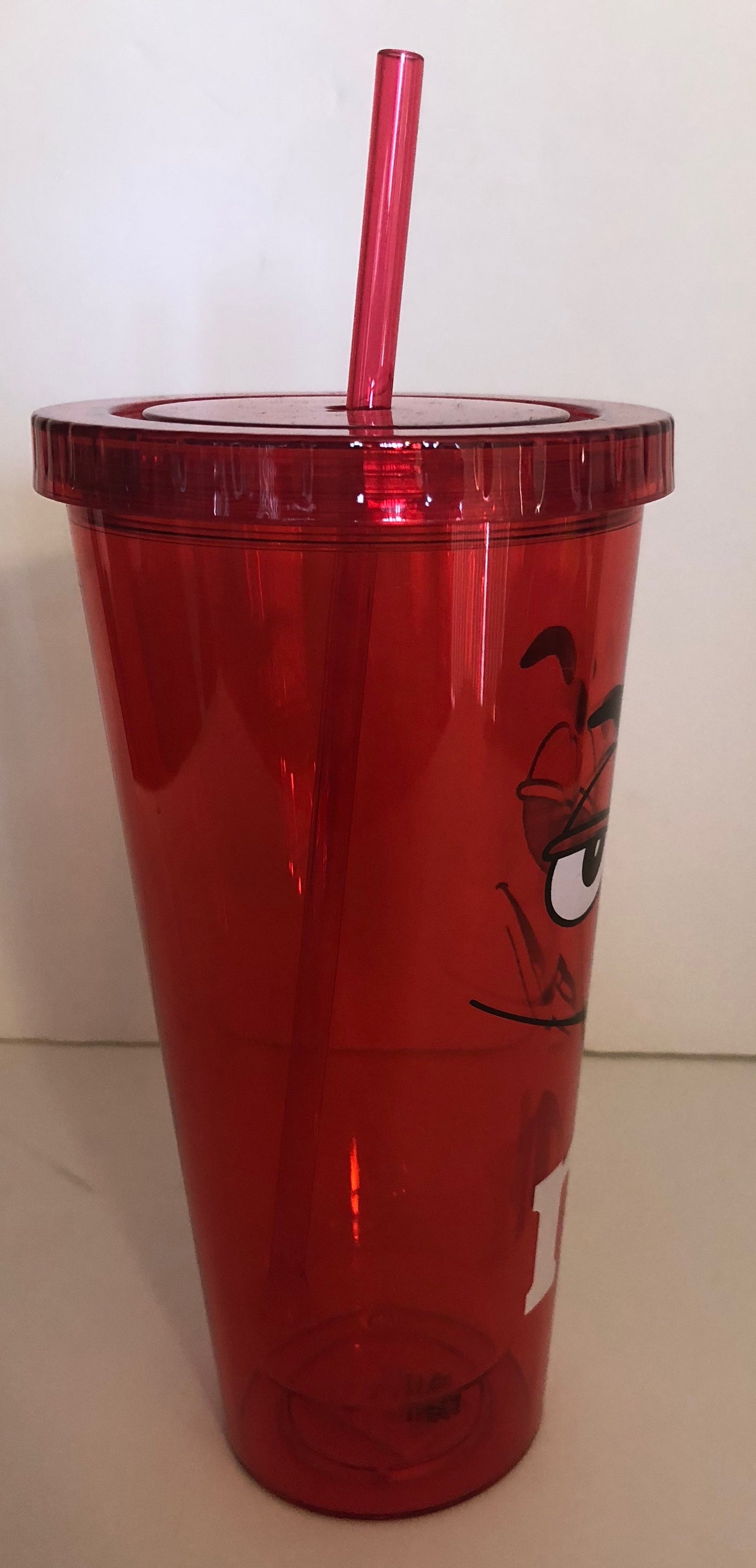 M&M's World Red Character Big Face Tumbler with Straw New