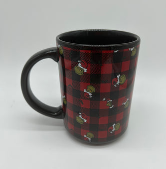 Universal Studios The Grinch Dr. Seuss Santa Plaid Christmas Coffee Mug Tall New