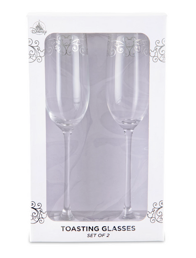Disney Parks Mickey Icon Wedding Toasting Glasses Happily Ever After New w Box