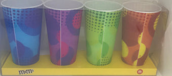 M&M's World Lenticular 24oz 3-D Cup Tumbler Set of 4 New with Box